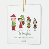 Familie van vier aangepaste kerstversiering keramisch ornament (Links)