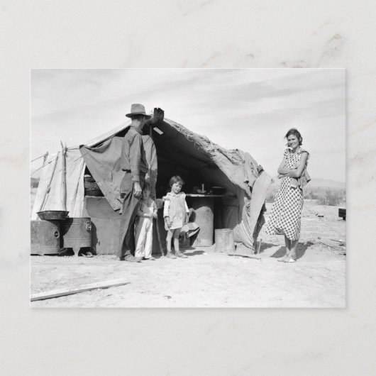 Familie van vier die naar Oklahoma 1937 moeten ter Briefkaart (Voorkant)