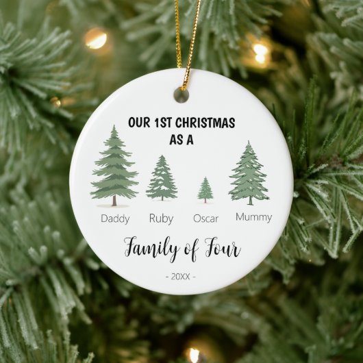 Familie van vier eerste kerst Ornament (Boom)