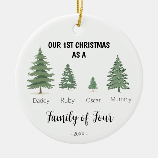 Familie van vier eerste kerst Ornament (Voorkant)