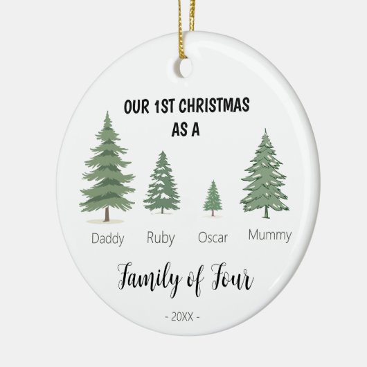 Familie van vier eerste kerst Ornament (Links)