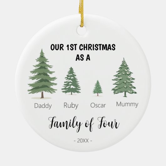 Familie van vier eerste kerst Ornament (Achterkant)