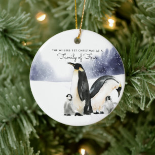Familie van vier gepersonaliseerde kerstversiering keramisch ornament