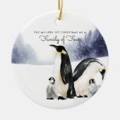 Familie van vier gepersonaliseerde kerstversiering keramisch ornament (Voorkant)