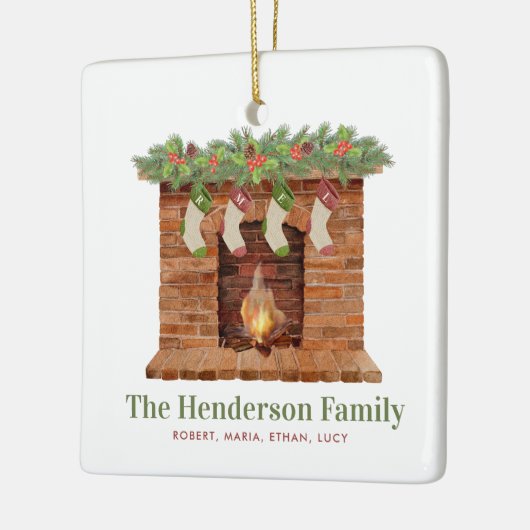 Familie van Vier Kousen Kerstmis Keramisch Ornament (Links)