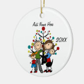  familie van vier met Ornament van de Dog (Links)