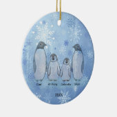 Familie van vier pinguïn met kerstmis keramisch ornament (Rechts)