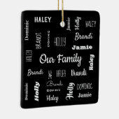 Familie van vijf in koele doopvonten gepersonalise keramisch ornament (Rechts)