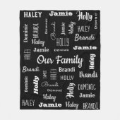 Familie van vijf in koele lettertypen fleece deken (Voorkant)