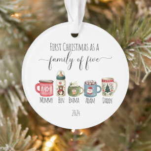 Familie van Vijf Kerst Acryl Ornament