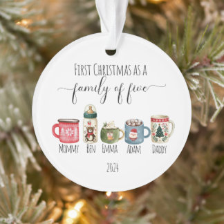 Familie van Vijf Kerst Acryl Ornament