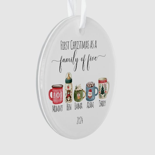 Familie van Vijf Kerst Acryl Ornament (voorkant)