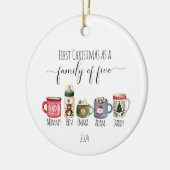 Familie van Vijf Kerst Keramisch Ornament (Links)