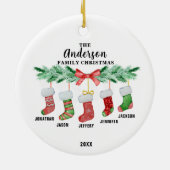 Familie van Vijf Kerstmis Kous Gepersonaliseerd Keramisch Ornament (Achterkant)