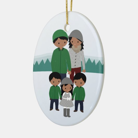  familie van vijf kerstversiering keramisch ornament (Links)