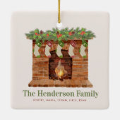 Familie van Vijf Kousen Kerstmis Keramisch Ornament (Achterkant)