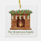 Familie van Vijf Kousen Kerstmis Keramisch Ornament (Voorkant)