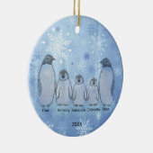 Familie van vijf pinguïn met kerstmis keramisch ornament (Rechts)