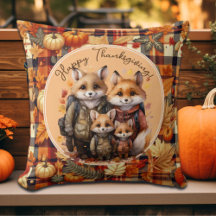 Familie van vossen Happy Thanksgiving Pumpkins Pla