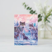 Familie van wolven schilderen briefkaart (Staand voorkant)