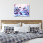 Familie van wolven schilderen canvas afdruk (Insitu (Slaapkamer))