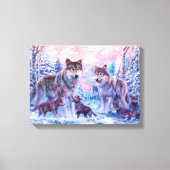 Familie van wolven schilderen canvas afdruk (Voorkant)