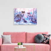 Familie van wolven schilderen canvas afdruk (Insitu (Woonkamer))