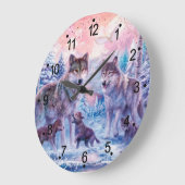 Familie van wolven schilderen grote klok (Hoek)