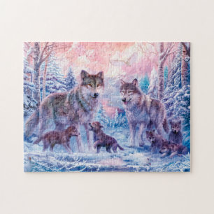 Familie van wolven schilderen legpuzzel