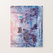 Familie van wolven schilderen legpuzzel (Verticaal)