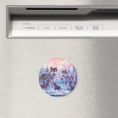 Familie van wolven schilderen magneet (Insitu (Vaatwasser))