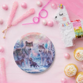 Familie van wolven schilderen papieren bordje (Feest)