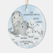 Familie van zegels met 6 kerst keramisch ornament (Links)