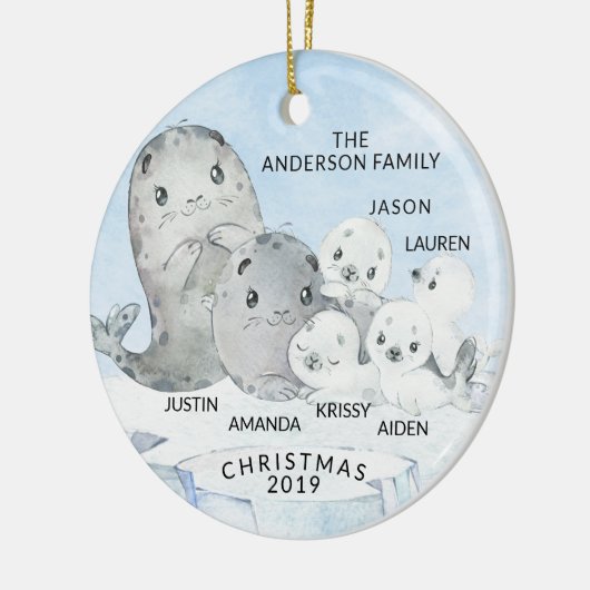 Familie van zegels met 6 kerst keramisch ornament (Links)