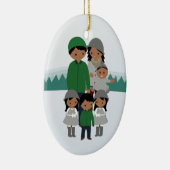  familie van zes kerstversiering keramisch ornament (Rechts)