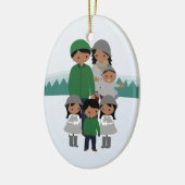  familie van zes kerstversiering keramisch ornament (Links)