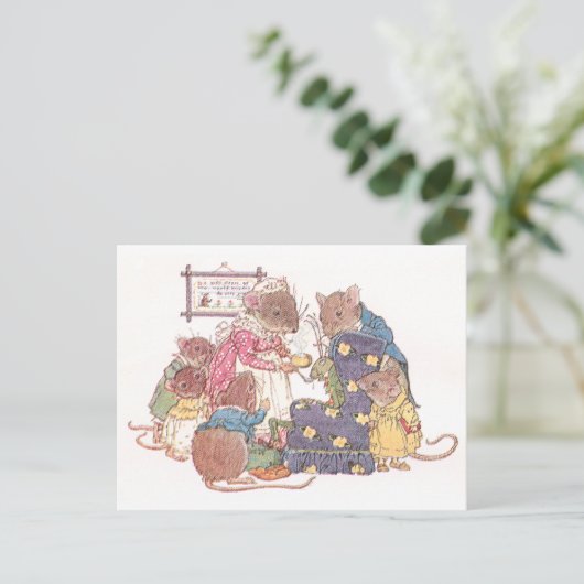 Familie van zes muizen briefkaart (Staand voorkant)