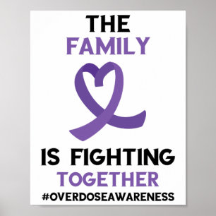 Familie vecht samen paarse lint Overdosis bewustzi Poster