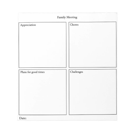 Familie vergadering Notitieblok (Voorkant)