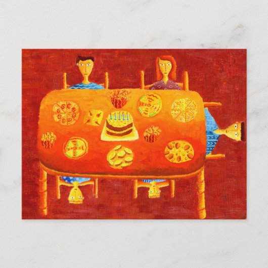 Familie Verjaardag Thee Schilderij Briefkaart (Voorkant)