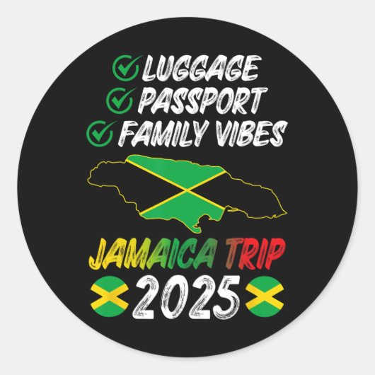 Familie Vibes Jamaica Familiereis 2025 Jamaica Vac Ronde Sticker (Voorkant)