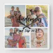 Familie Vier Foto Gepersonaliseerde Acryl Wandklok (Voorkant)
