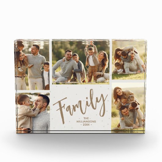 Familie vijf foto's collage fotoblok (Voorkant)