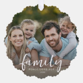 Familie Vrede Liefde Vreugde Aangepaste Kerstmis F Ornament Kaart (Voorkant)