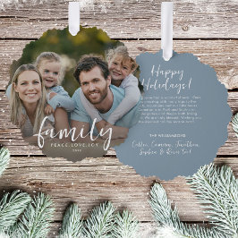 Familie Vrede Liefde Vreugde Aangepaste Kerstmis F Ornament Kaart