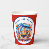 Familie Vrienden 4 juli Rode Partij Papieren Bekers (Voorkant)