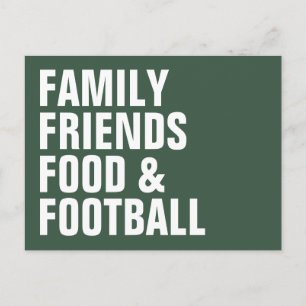 Familie vrienden eten football groene Thanksgiving Uitnodiging Briefkaart