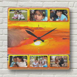 Familie, vrienden foto collage Zonsondergang 2443 Vierkante Klok