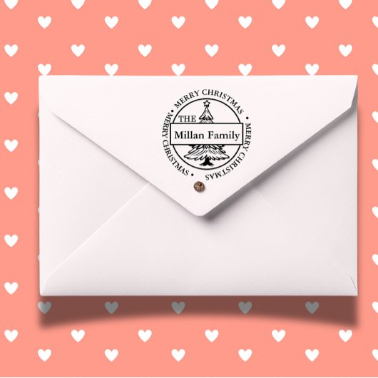 Familie Vrolijk Kerstboom thema Zelfinktende Stempel