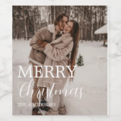 Familie vrolijk kerstfeest, aangepaste foto wijn l wijn etiket (Enkel label)